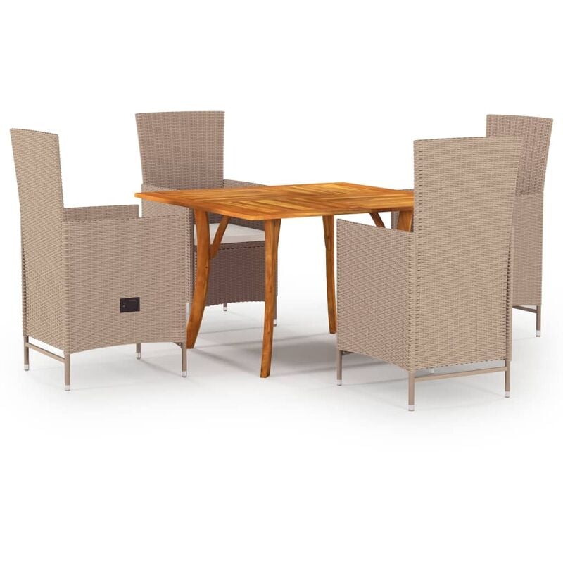 

Juego de comedor de jardín 5 piezas beige - Beige - Vidaxl
