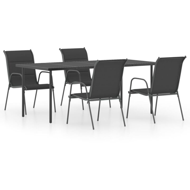 

vidaXL Juego de comedor de jardín 5 piezas de acero negro - Negro