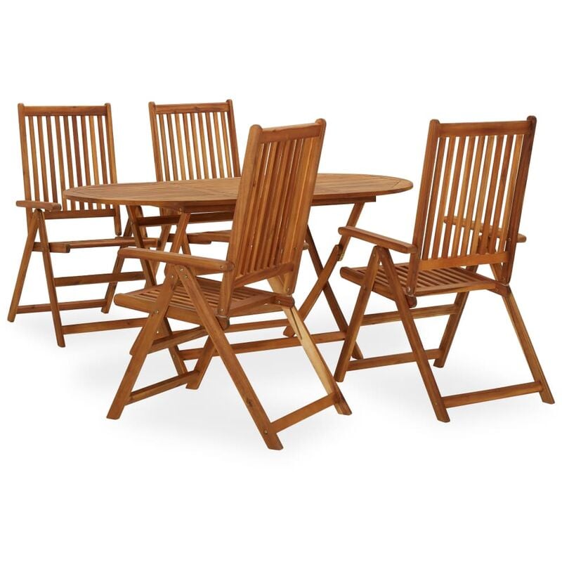

Vidaxl - Juego de comedor de jardín 5 piezas madera maciza de acacia - Marrón
