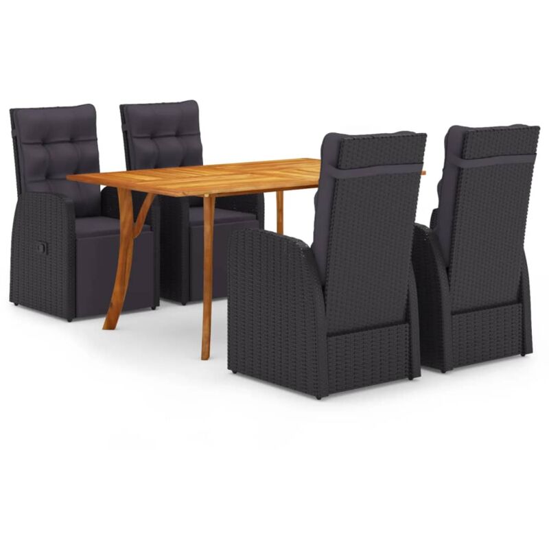 

Juego de comedor de jardín 5 piezas negro - Negro - Vidaxl