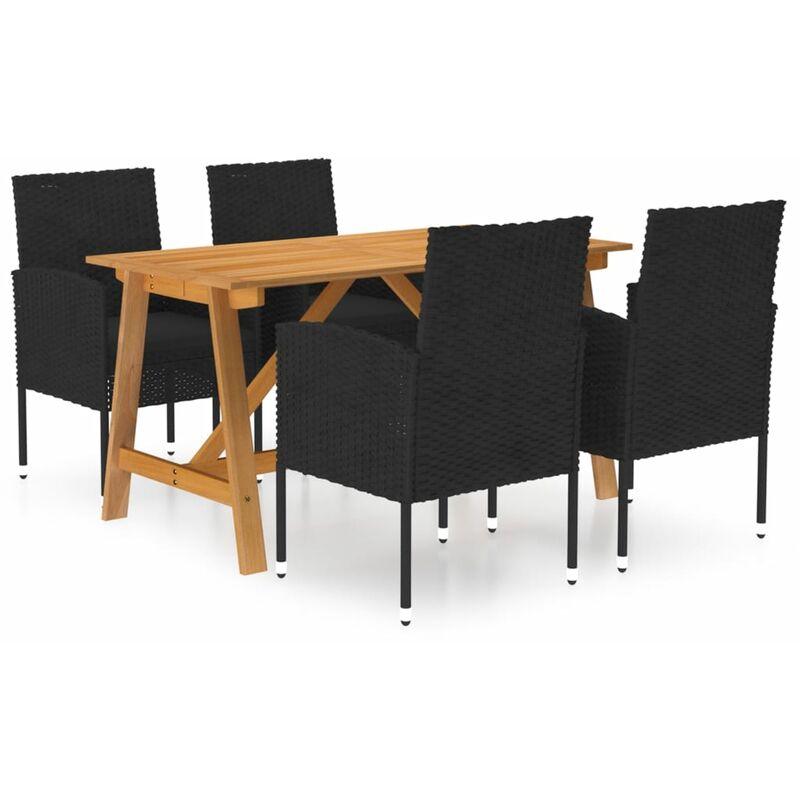 

Juego de comedor de jardín 5 piezas negro - Negro - Vidaxl