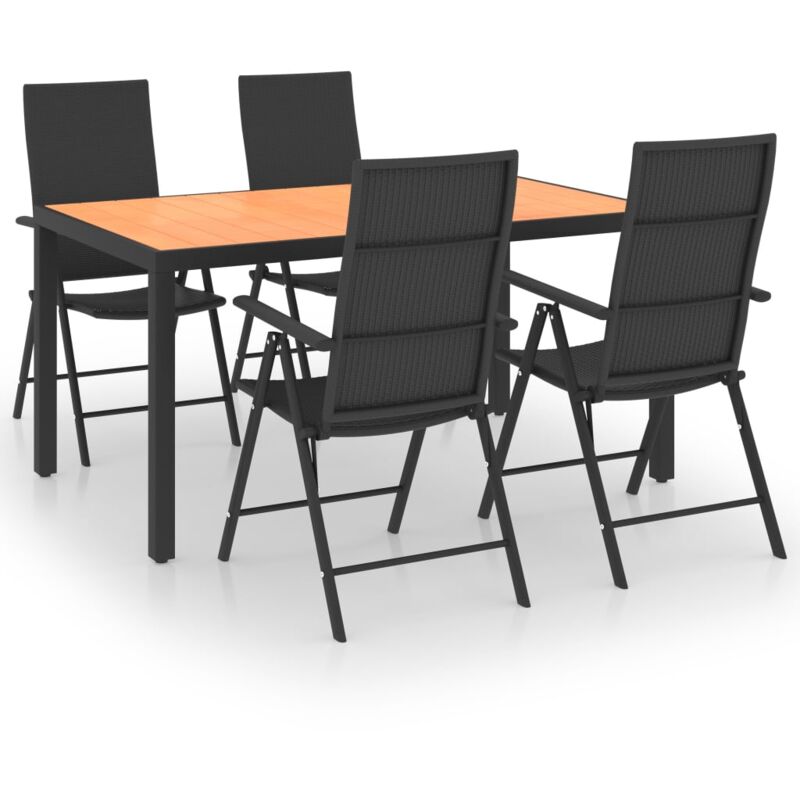 

vidaXL Juego de comedor de jardín 5 piezas negro y marrón - Negro