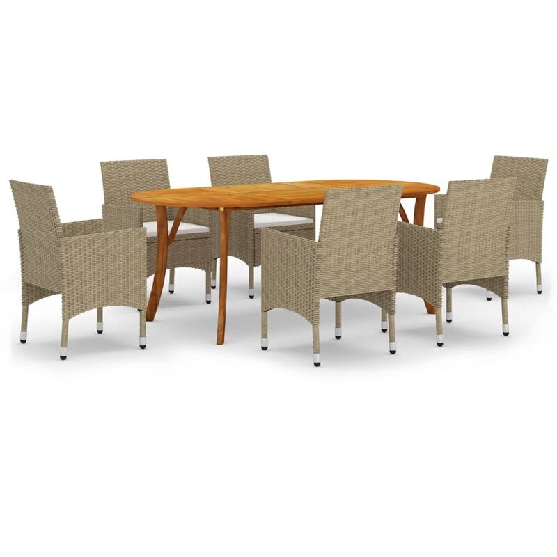 

Juego de comedor de jardín 7 piezas beige - Beige - Vidaxl
