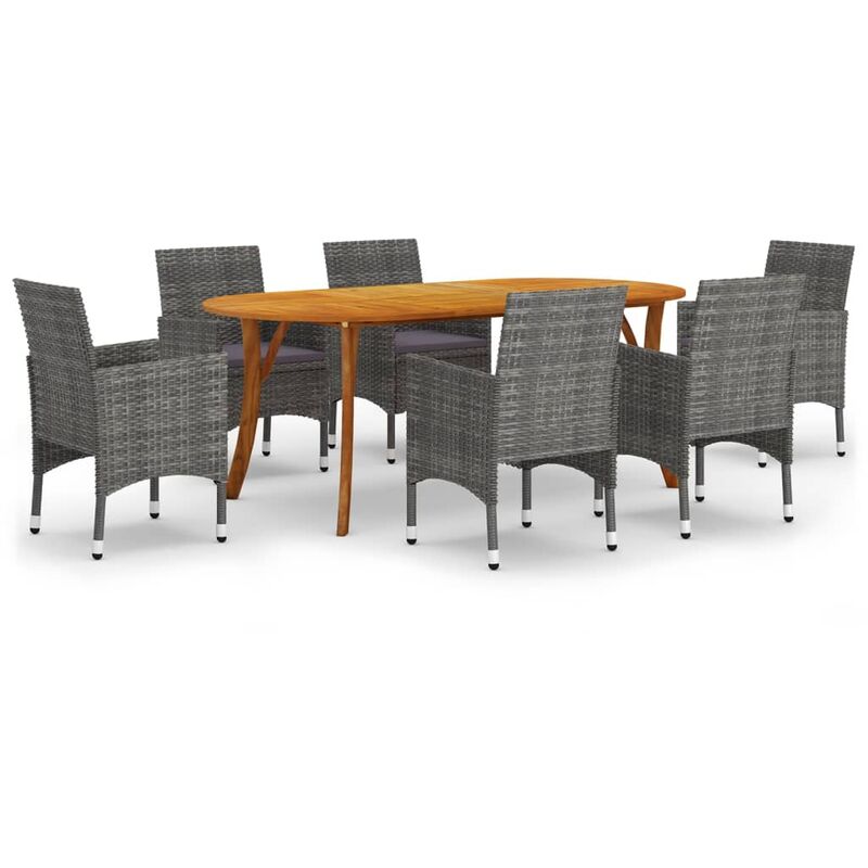 

Juego de comedor de jardín 7 piezas gris - Gris - Vidaxl