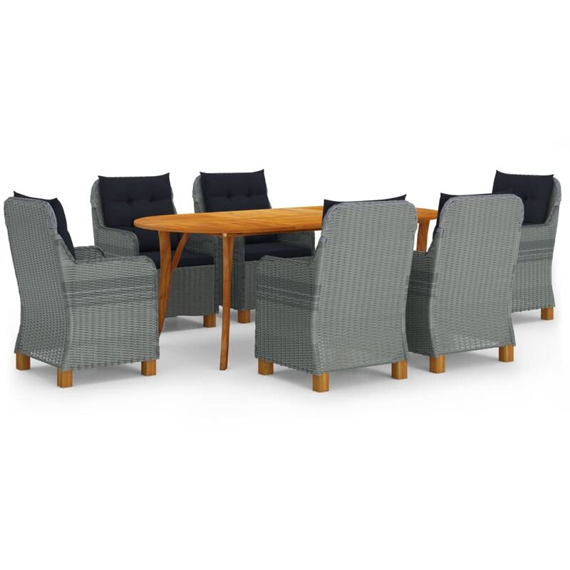 

Juego de comedor de jardín 7 piezas gris claro - Gris - Vidaxl