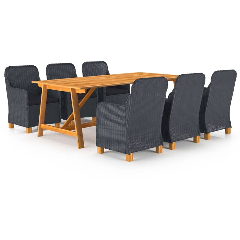 

Juego de comedor de jardín 7 piezas gris oscuro - Gris - Vidaxl