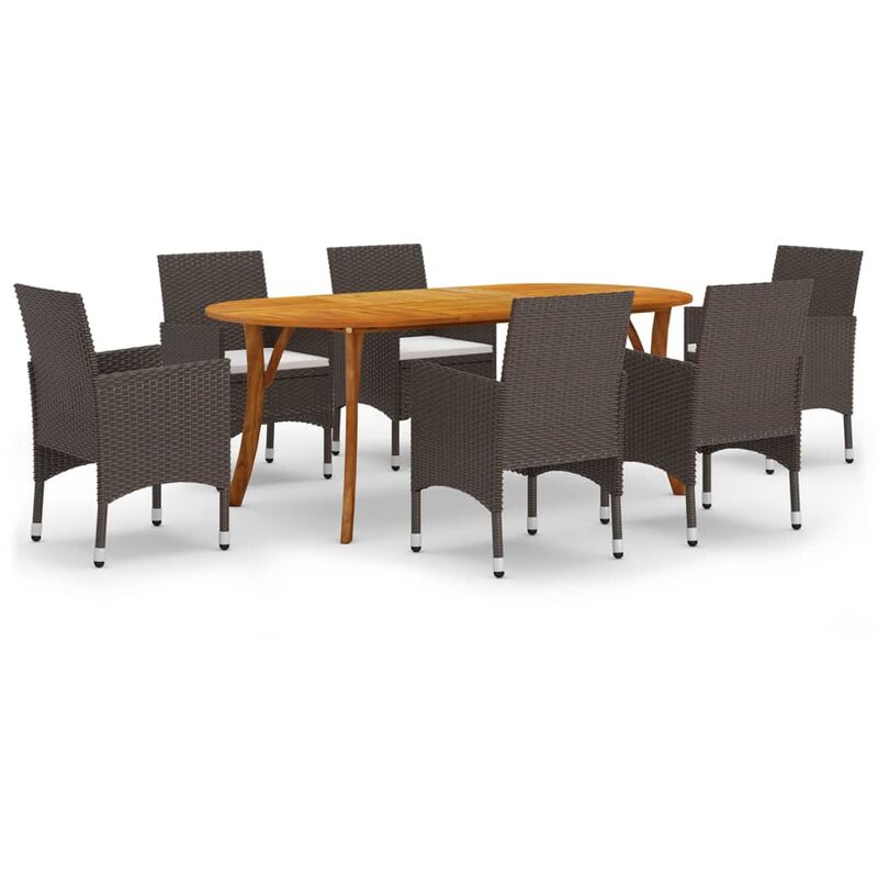 

vidaXL Juego de comedor de jardín 7 piezas marrón - Marrón