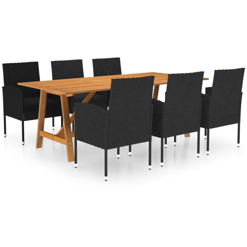 

Juego de comedor de jardín 7 piezas negro - Negro - Vidaxl