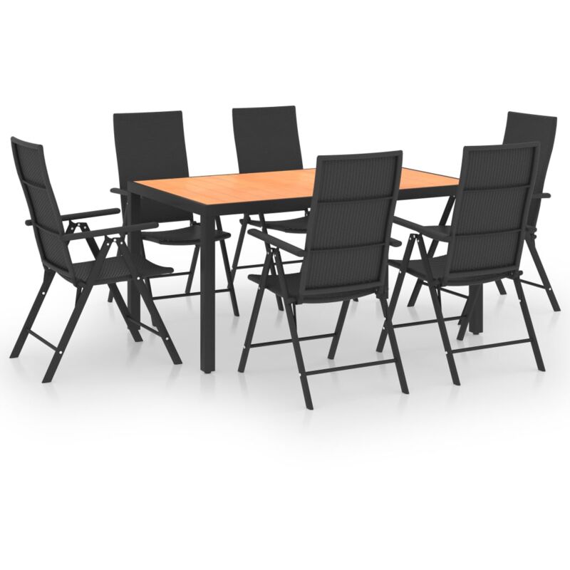 

Juego de comedor de jardín 7 piezas negro y marrón - Negro - Vidaxl