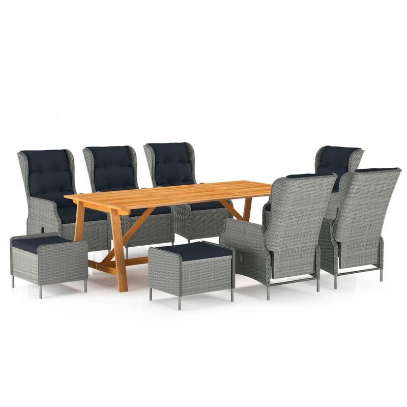 

Juego de comedor de jardín 9 piezas gris claro - Gris - Vidaxl