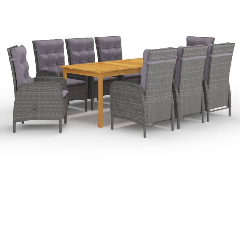 

Juego de comedor de jardín 9 piezas gris - Gris - Vidaxl