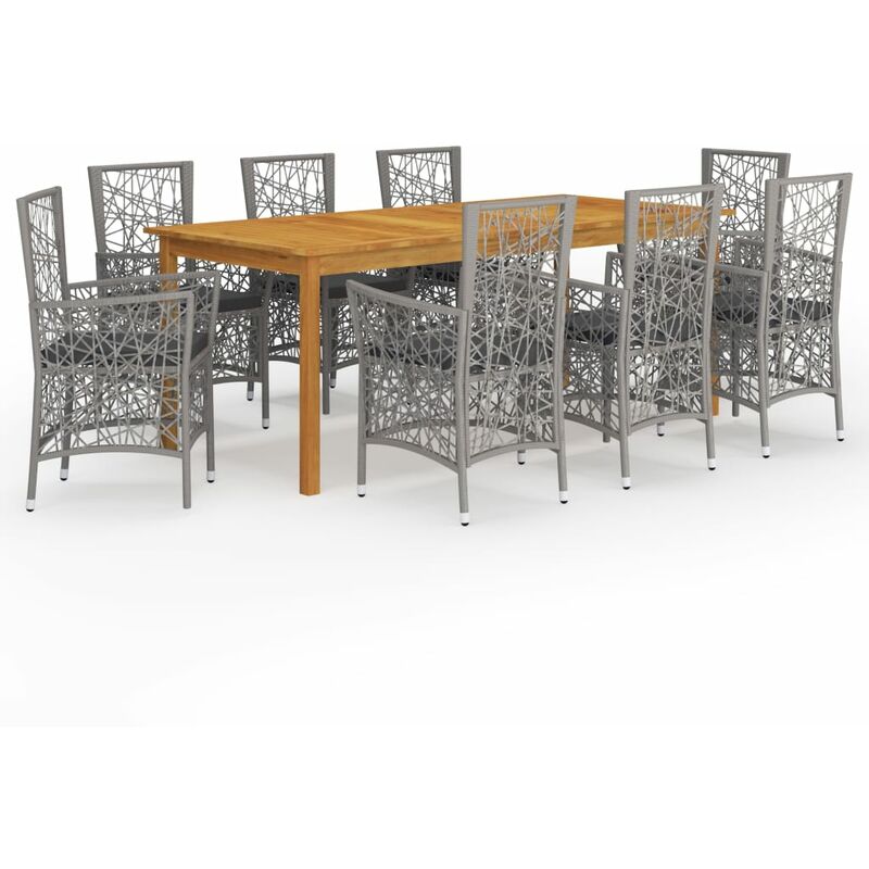 

vidaXL Juego de comedor de jardín 9 piezas gris - Gris
