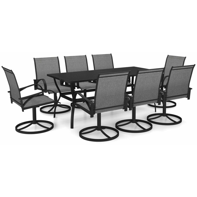 

vidaXL Juego de comedor de jardín 9 piezas textilene y acero - Gris