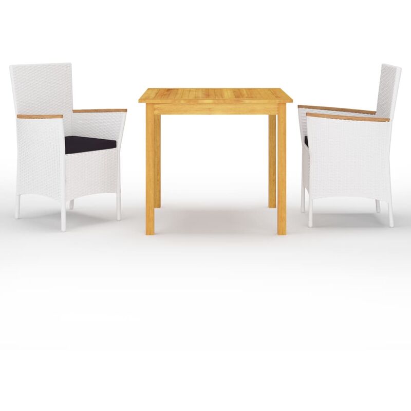 

Juego de comedor de jardín de 3 piezas - Blanco - Vidaxl