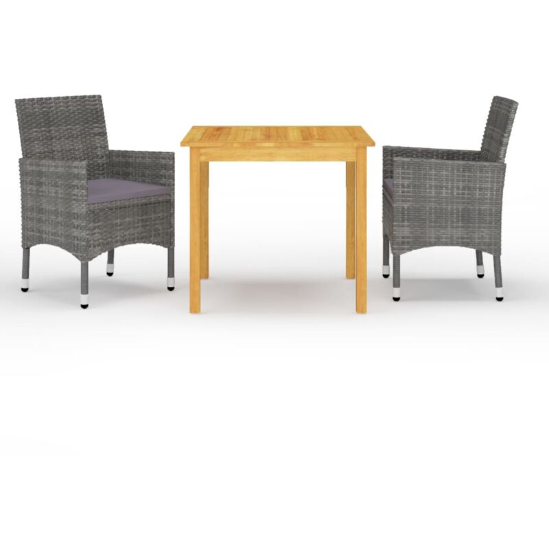 

Juego de comedor de jardín de 3 piezas gris - Gris - Vidaxl