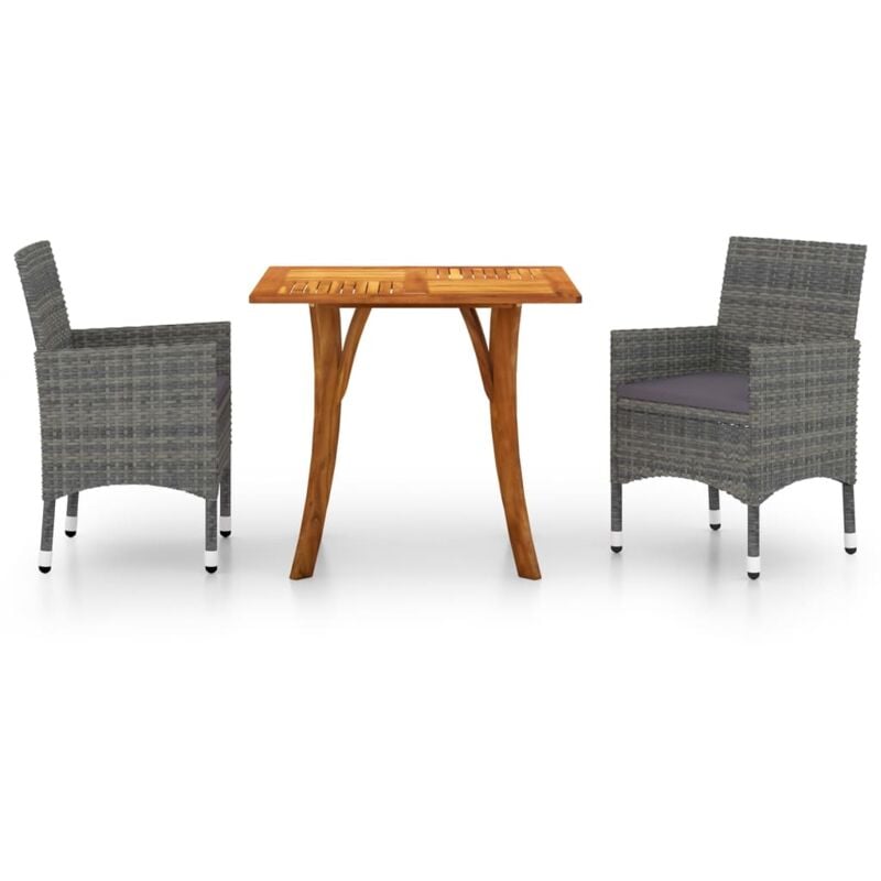 

vidaXL Juego de comedor de jardín de 3 piezas gris - Gris