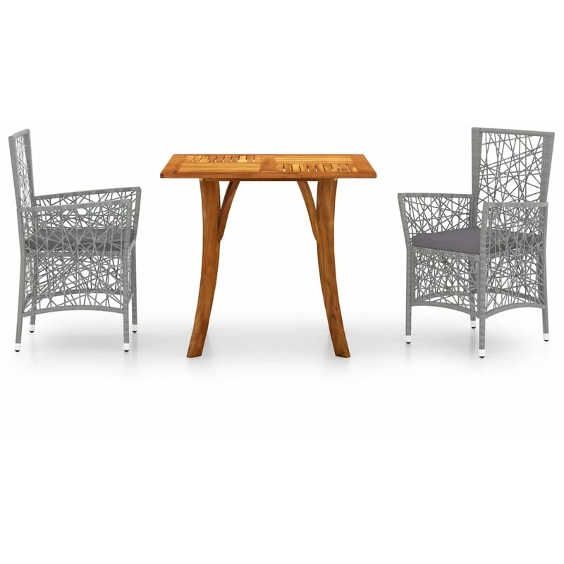 

vidaXL Juego de comedor de jardín de 3 piezas gris - Gris