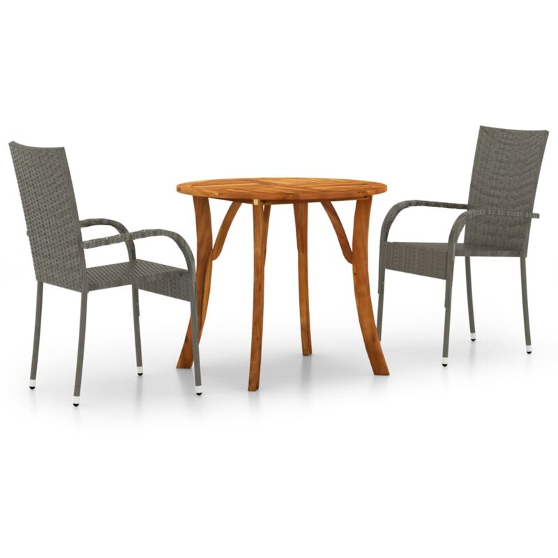 

vidaXL Juego de comedor de jardín de 3 piezas gris - Gris
