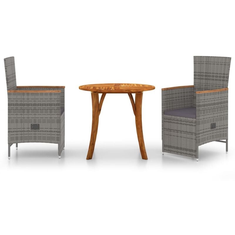 

vidaXL Juego de comedor de jardín de 3 piezas gris - Gris