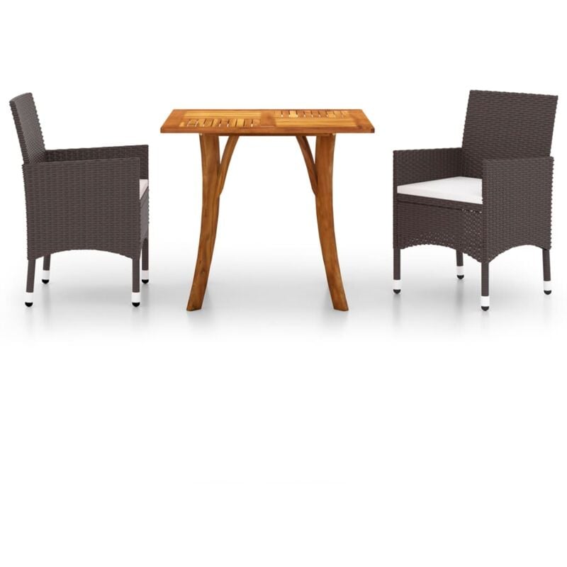 

vidaXL Juego de comedor de jardín de 3 piezas marrón - Marrón