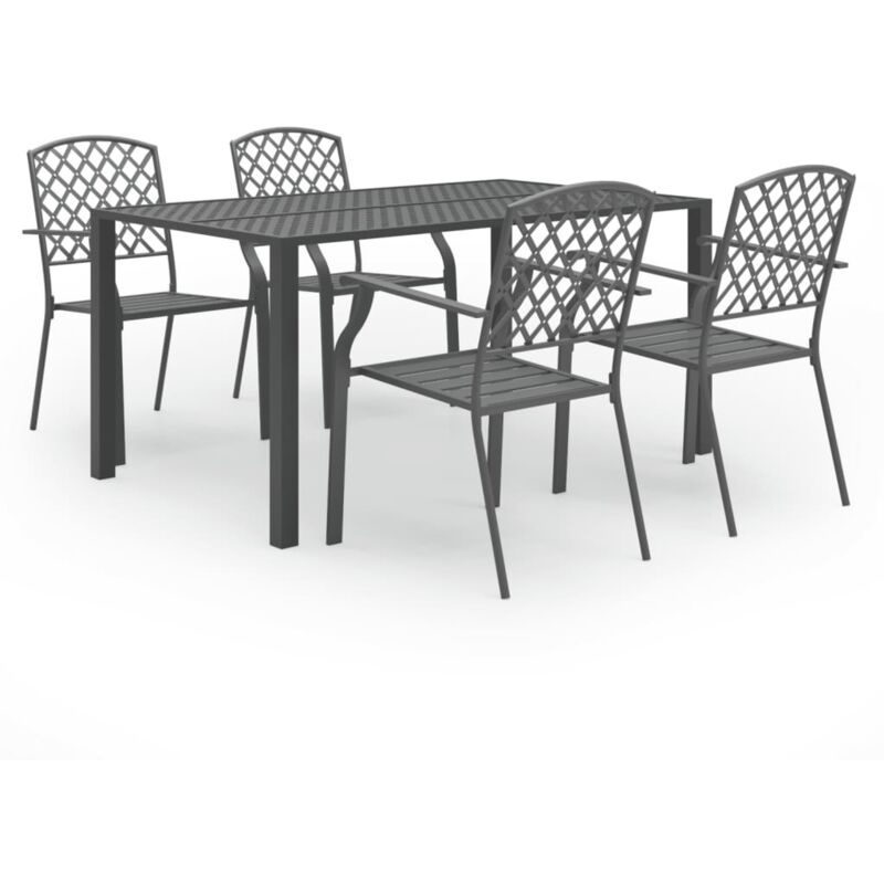 

Juego de comedor de jardín de 5 piezas acero negro - Negro - Vidaxl