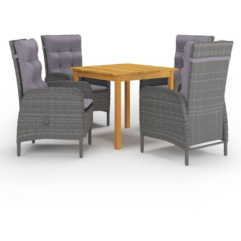 

Juego de comedor de jardín de 5 piezas gris - Gris - Vidaxl