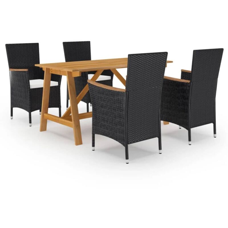 

Juego de comedor de jardín de 5 piezas negro - Negro - Vidaxl