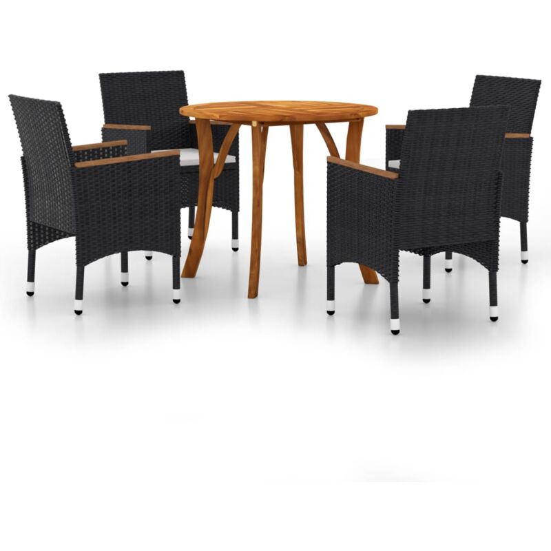 

vidaXL Juego de comedor de jardín de 5 piezas negro - Negro
