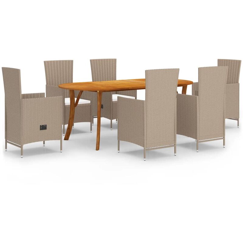 

Juego de comedor de jardín de 7 piezas beige - Beige - Vidaxl