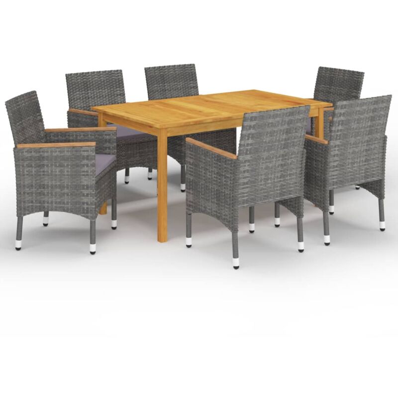 

Juego de comedor de jardín de 7 piezas gris - Gris - Vidaxl