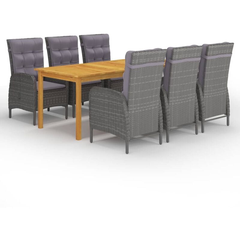 

Juego de comedor de jardín de 7 piezas gris - Gris - Vidaxl
