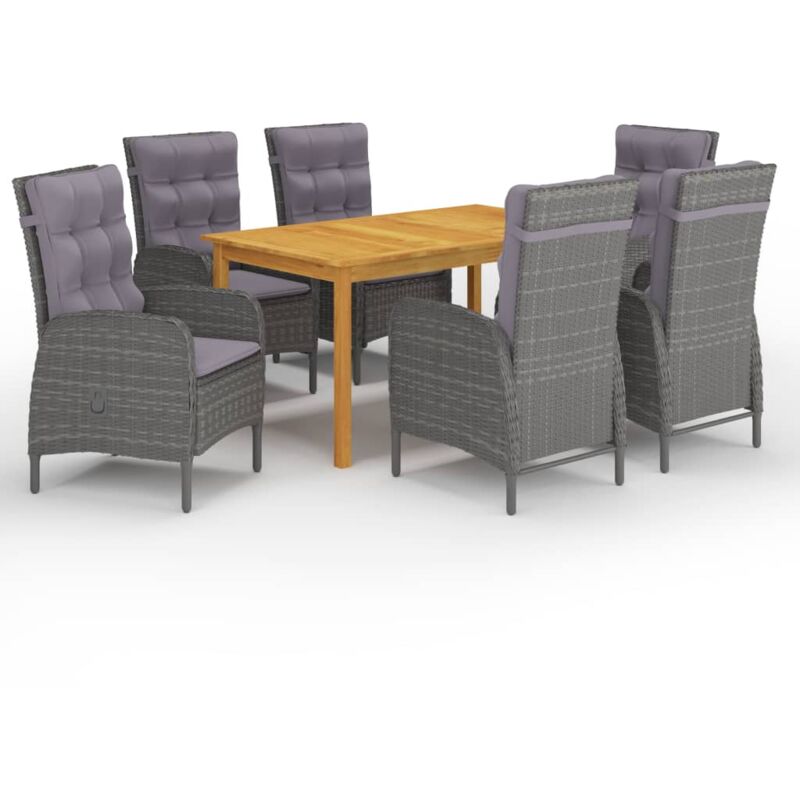 

Juego de comedor de jardín de 7 piezas gris - Gris - Vidaxl