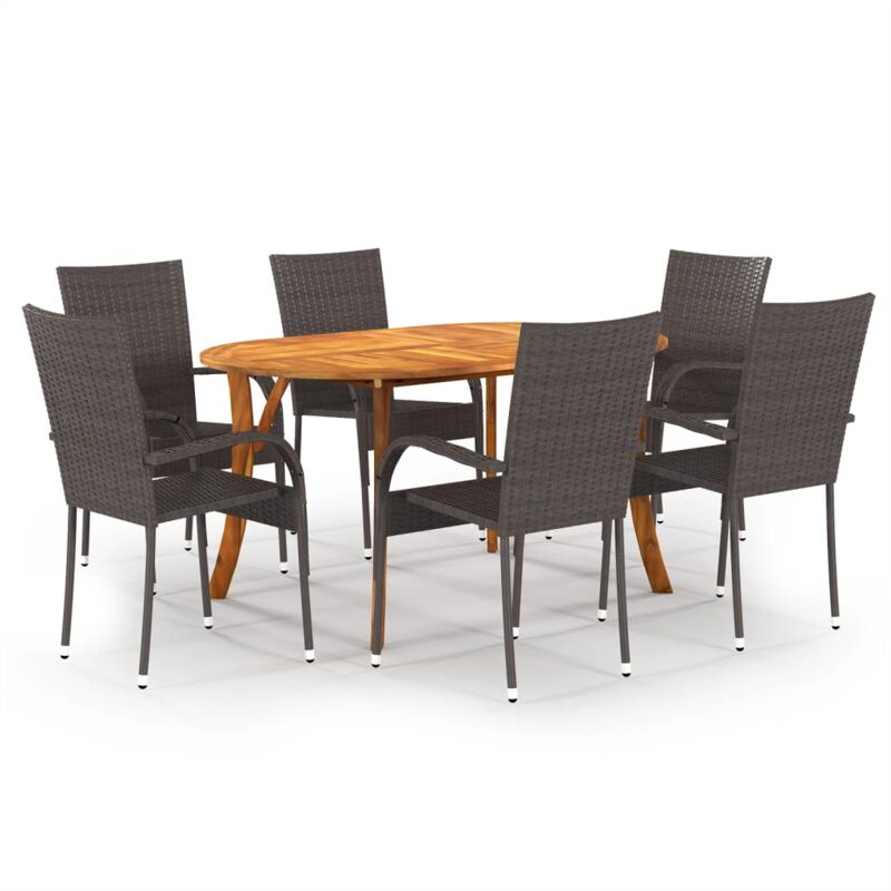 

vidaXL Juego de comedor de jardín de 7 piezas marrón - Marrón