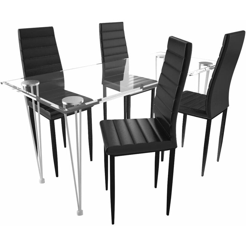 

Vidaxl - Juego de Comedor de Vidrio Transparente Negras 4 Piezas - Negro