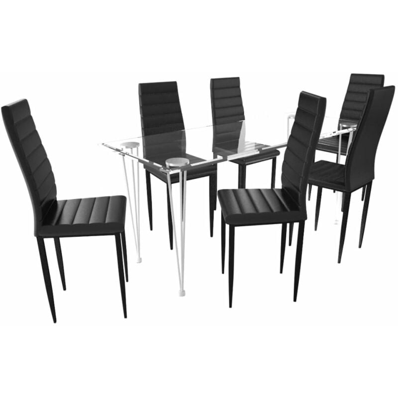 

Vidaxl - Juego de Comedor de Vidrio Transparente Negras 6 Piezas - Negro