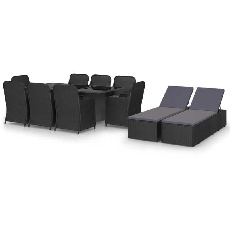 

Juego de comedor para jardín 11 piezas ratán sintético negro - Negro - Vidaxl