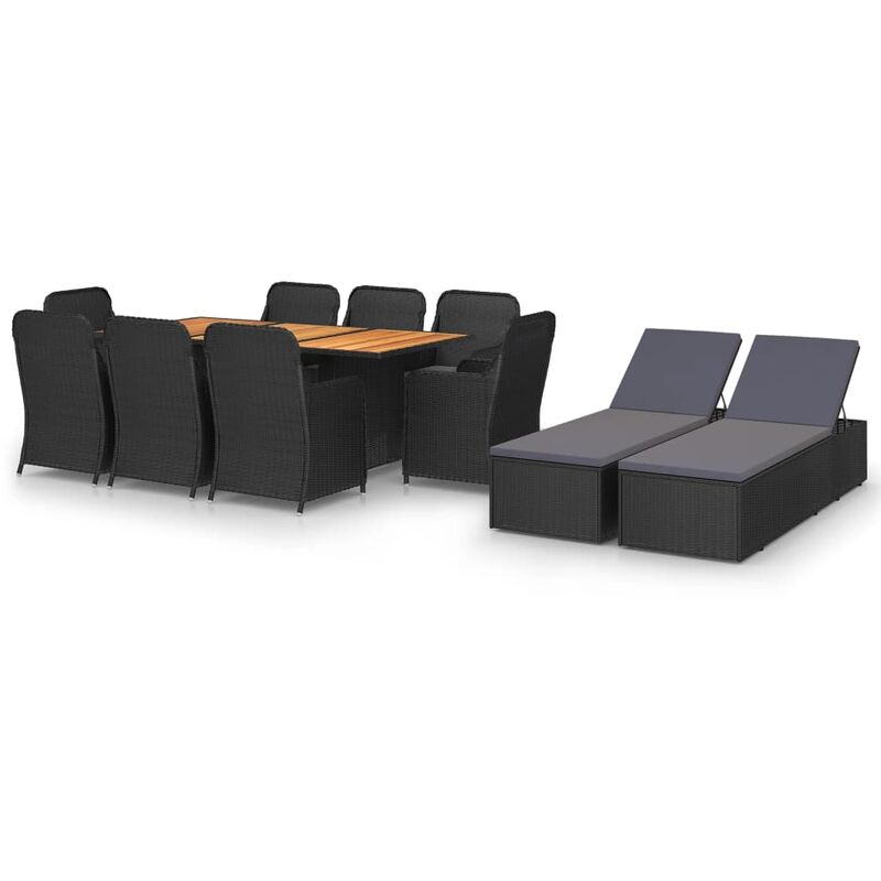 

Juego de comedor para jardín 11 piezas ratán sintético negro - Negro - Vidaxl