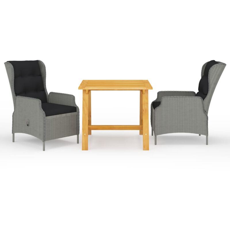 

vidaXL Juego de comedor para jardín 3 piezas gris claro - Gris