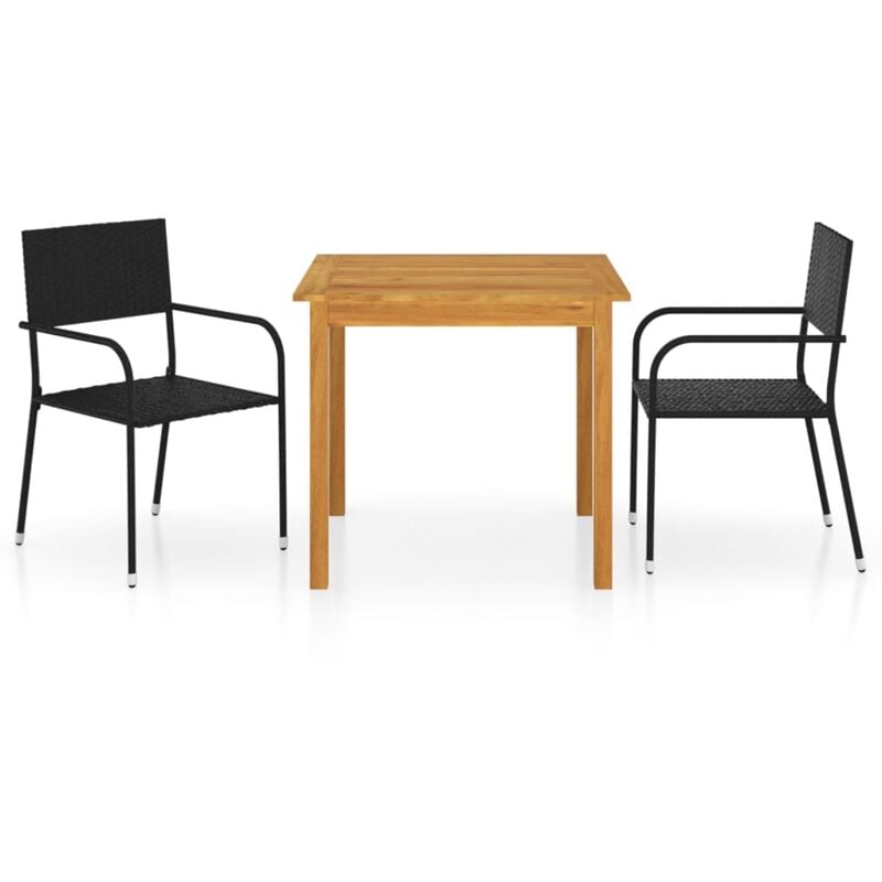 

Juego de comedor para jardín 3 piezas negro - Negro - Vidaxl