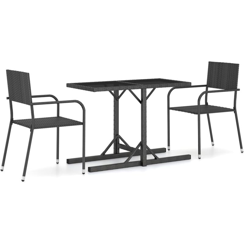 

Juego de comedor para jardín 3 piezas negro - Negro - Vidaxl