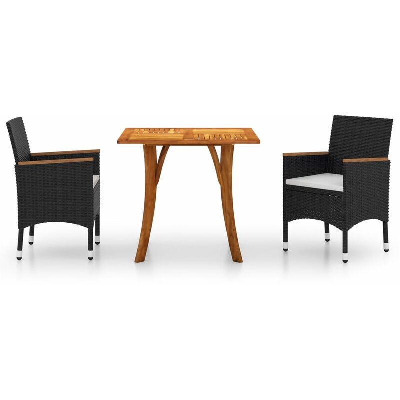 

vidaXL Juego de comedor para jardín 3 piezas negro - Negro