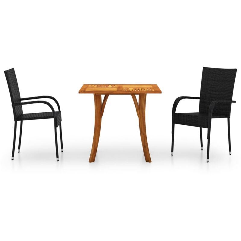 

vidaXL Juego de comedor para jardín 3 piezas negro - Negro