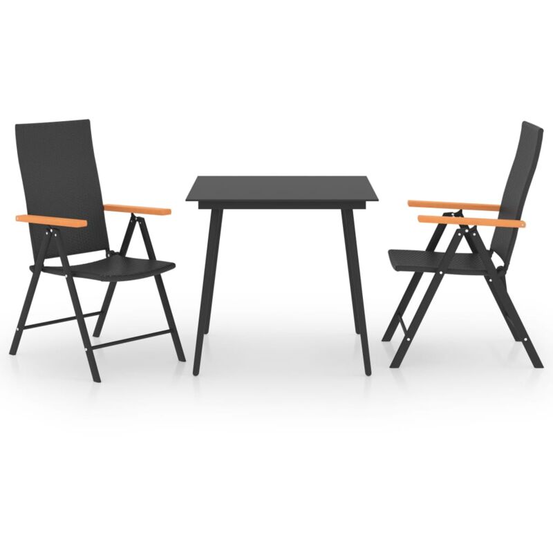 

vidaXL Juego de comedor para jardín 3 piezas negro y marrón - Negro