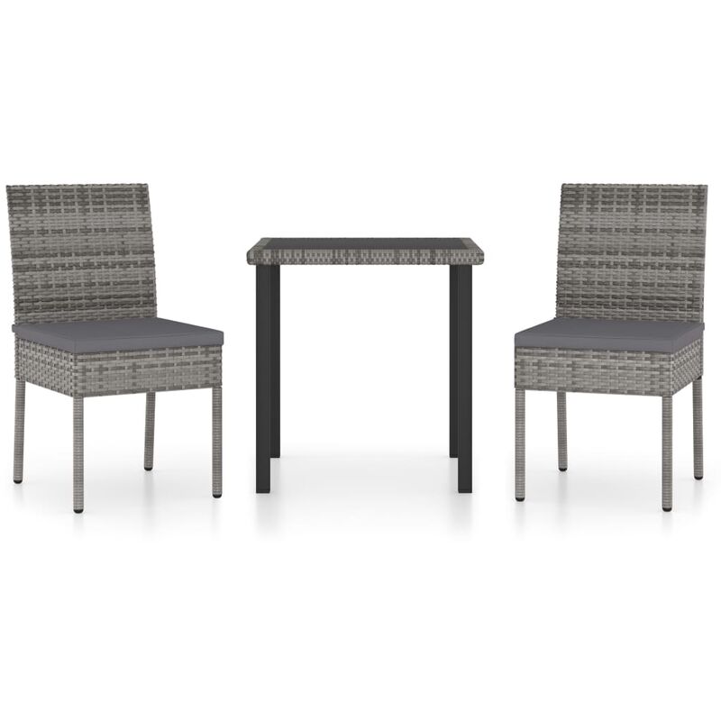 

Juego de comedor para jardín 3 piezas ratán sintético gris - Gris - Vidaxl