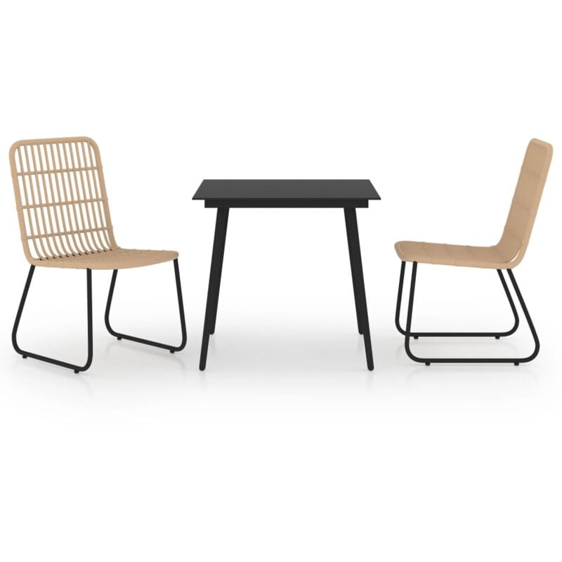 

Juego de comedor para jardín 3 piezas ratán sintético y vidrio - Negro - Vidaxl