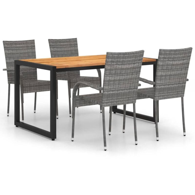 

vidaXL Juego de comedor para jardín 5 piezas gris - Gris