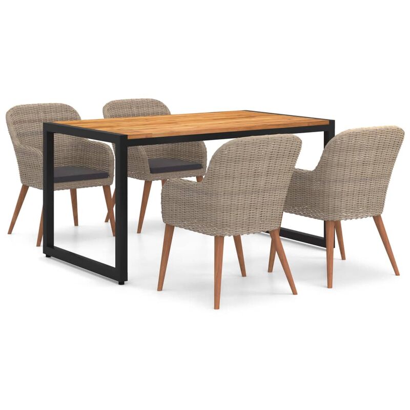 

vidaXL Juego de comedor para jardín 5 piezas marrón - Marrón