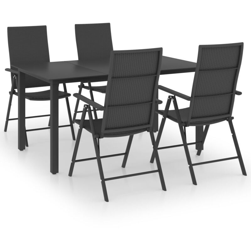 

Juego de comedor para jardín 5 piezas negro - Negro - Vidaxl
