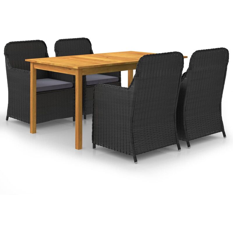 

vidaXL Juego de comedor para jardín 5 piezas negro - Negro
