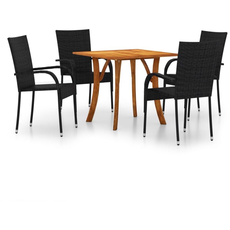

vidaXL Juego de comedor para jardín 5 piezas negro - Negro
